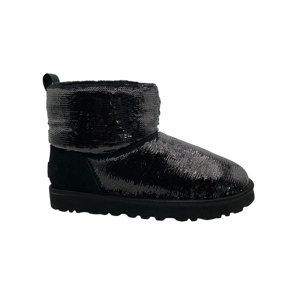 Koolaburra Sequined Black Classic Mini Mirror Ball Boots Size 7 - Picture 2 of 6